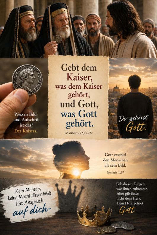 Die M&uuml;nze tr&auml;gt das Bild des Kaisers - wir tragen das Bild Gottes
