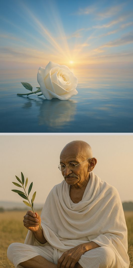 Mahatma Gandhi und die Rose - lebendiges Zeugnis und Symbol für Gewaltlosigkeit Mahatma Gandhi und die Rose - lebendiges Zeugnis und Symbol für Gewaltlosigkeit