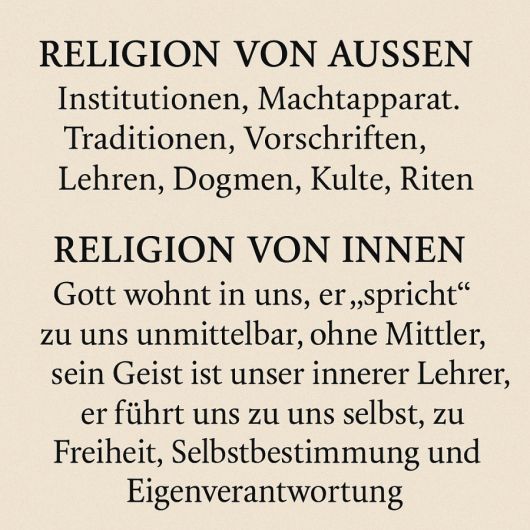 Religion in uns gegen Religion von aussen